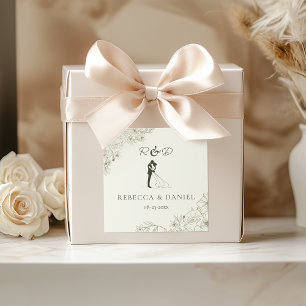 Elegant Botanical Wedding Monogram Sticker