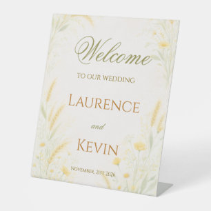 Elegant Botanical Wedding Pedestal Sign