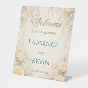 Elegant Botanical Wedding Pedestal Sign