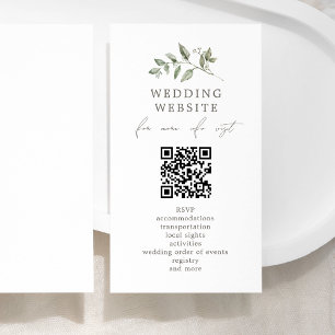 Elegant Botanical Wedding QR Code Website Details Enclosure Card