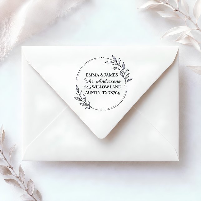 Elegant Botanical Wedding Return Address Self-inking Stamp (Creator Uploaded)