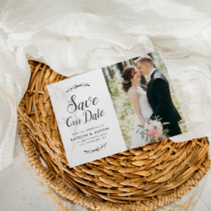 elegant botanical wedding save the date postcard