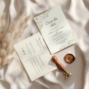 Elegant Botanical Wedding Save the Date Postcard