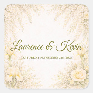 Elegant Botanical Wedding Square Sticker