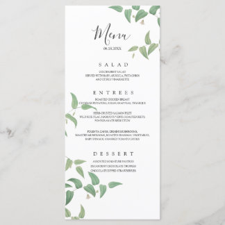 Elegant Botanical Wedding Vintage Greenery Menu