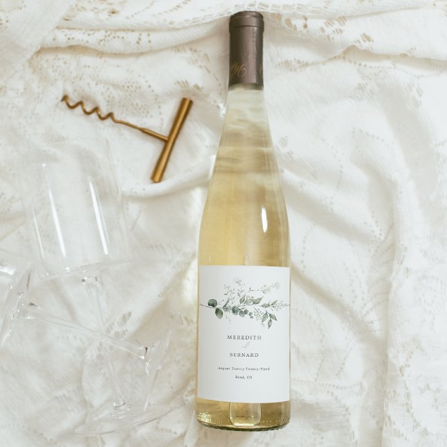 Elegant Botanical Wedding Wine Label (Creator Uploaded)