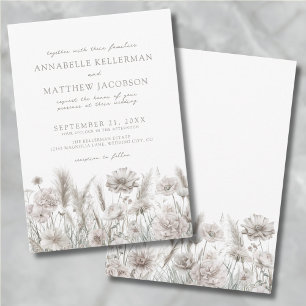 Elegant Botanical White Floral Boho Wedding Invitation