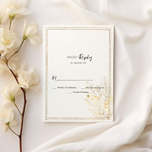Elegant botanical white gold floral RSVP Invitation