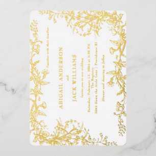 Elegant Botanical White Wedding Gold