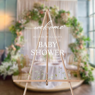 Elegant Botanical Wildflower Baby Shower Acrylic Sign