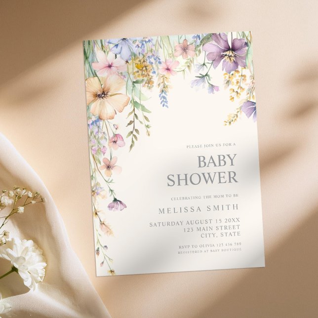 Elegant Botanical Wildflower Baby Shower Invitation (Creator Uploaded)