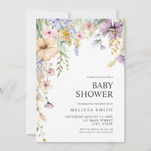 Elegant Botanical Wildflower Baby Shower Invitation