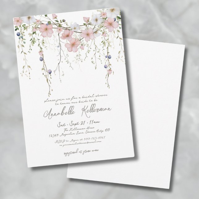 Elegant Botanical Wildflower Floral Bridal Shower Invitation (Elegant Botanical Wildflower Floral Bridal Shower Invitation)