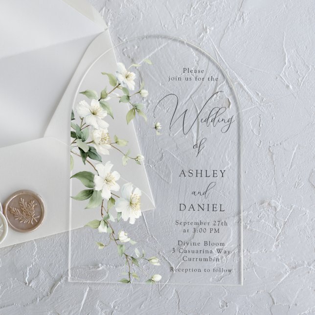 Elegant Botanical Wildflower Wedding Acrylic Invitations (Creator Uploaded)