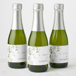 Elegant Botanical Wildflower Wedding Sparkling Wine Label