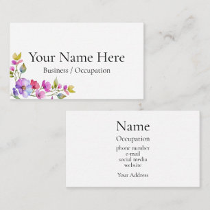 Elegant botanical wildflowers business card