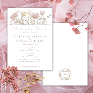 Elegant Botanical Wildflowers Rehearsal Dinner Invitation
