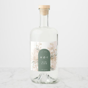 Elegant Botanicals Gold Eucalyptus Modern Gin Arch Liquor Bottle Label