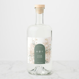 Elegant Botanicals Gold Eucalyptus Modern Gin Arch Liquor Bottle Label