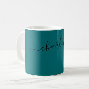 Elegant Bottle Blue Colour Modern Name Personalise Coffee Mug