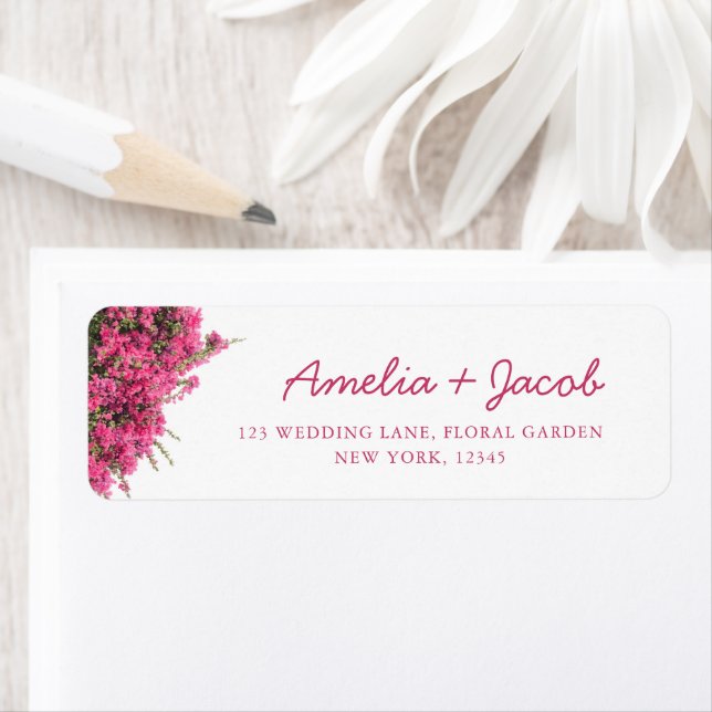 Elegant Bougainvillea Wedding Return Address (Insitu)