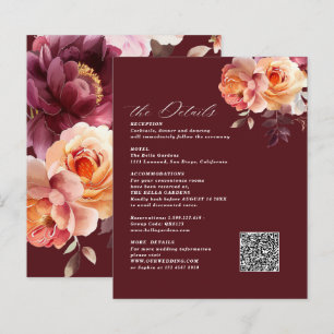 Elegant Bouquet Burgundy Wedding Enclosure Cards