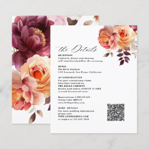 Elegant Bouquet Burgundy Wedding Enclosure Cards