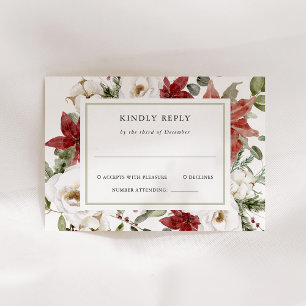 Elegant Bouquet Christmas Holiday Wedding RSVP Card