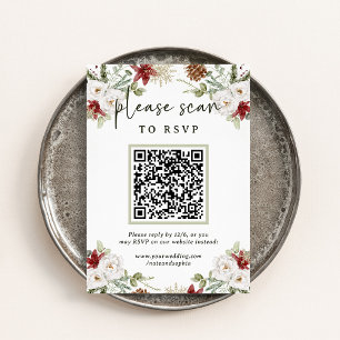 Elegant Bouquet   Christmas RSVP with QR Code Enclosure Card