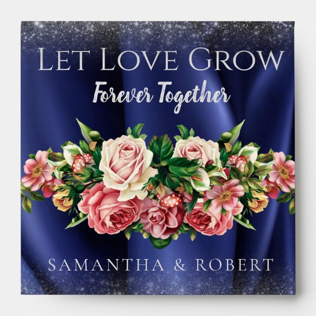 Elegant Bouquet Glitter Wedding Favour Flower Seed Envelope (Front)