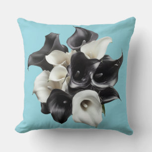 🖤 🤍 Elegant Bouquet of Black and White Lys Cushion