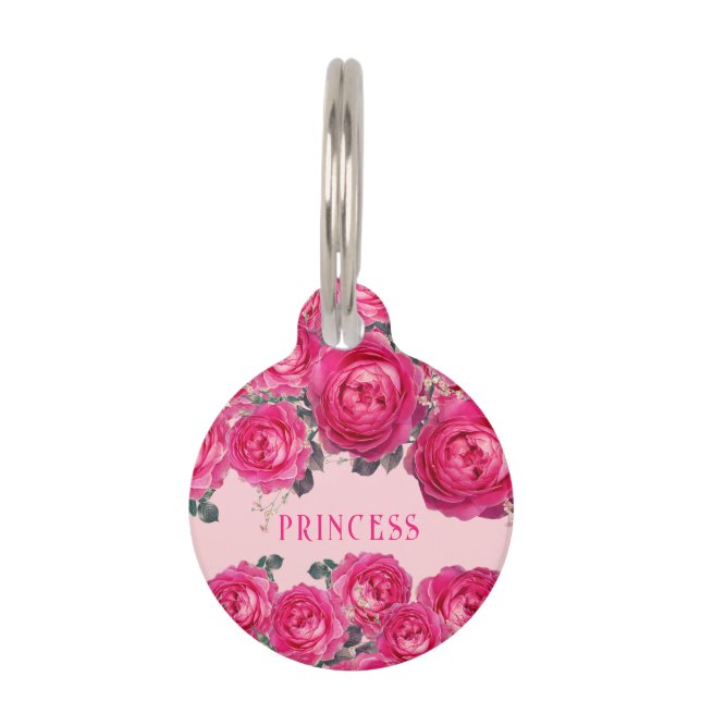 Elegant Bouquet of Roses Personalised  Pet Tag (Front)