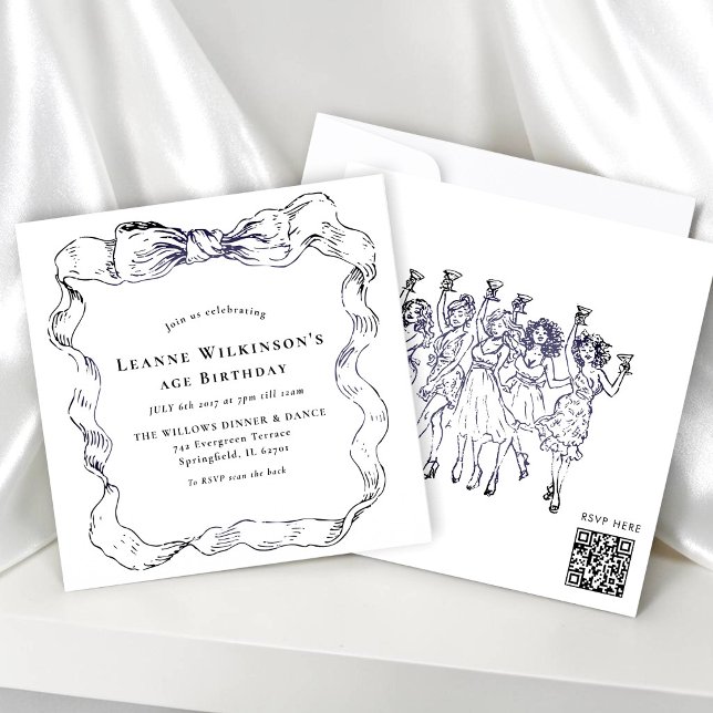 Elegant Bow Age Celebration Invitation (Creator Uploaded)