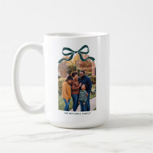 Elegant Bow Arch Family Christmas Photo - Green Coffee Mug