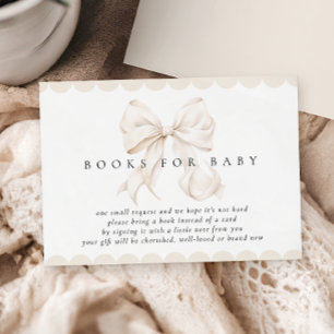 Elegant Bow Baby Shower Books for Baby Enclosure Card