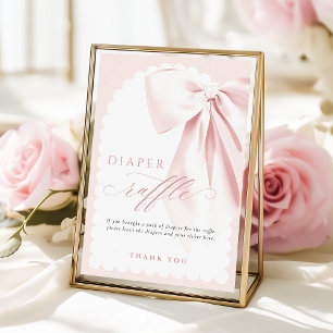Elegant Bow Baby Shower Diaper Raffle Table Sign