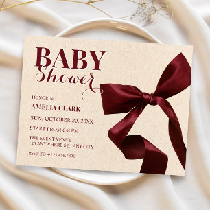Elegant bow baby shower invitation