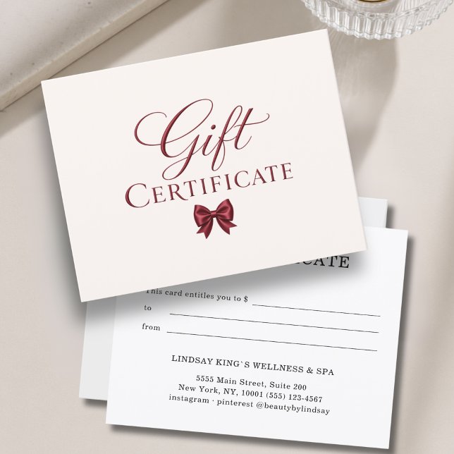 Elegant Bow Beige Red Gift Certificate (Elegant Bow Beige Red Gift Certificate)