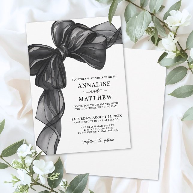 Elegant Bow Black And White Wedding Invitation (Elegant Bow Black And White Wedding Invitation)