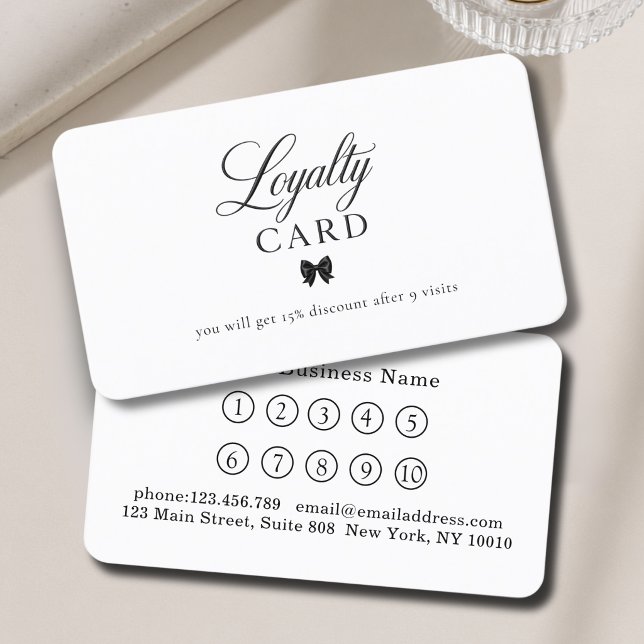 Elegant Bow Black White 10 Loyalty Cards (Elegant Bow Black White 10 Loyalty Cards)