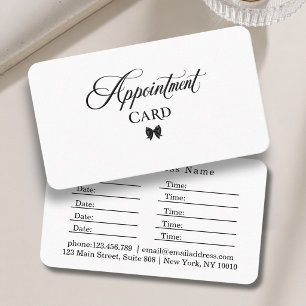 Elegant Bow Black White Salon Appointment Card