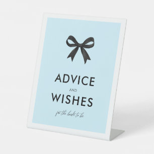 Elegant Bow Blue Advice and Wishes Pedestal Sign