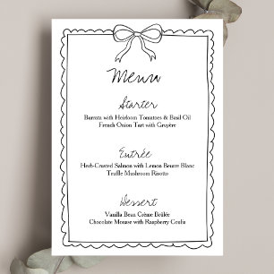 Elegant Bow Border Hand Drawn Chic Bridal Shower Menu