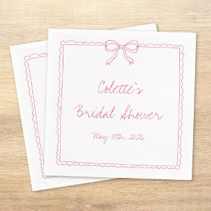 Elegant Bow Border Hand Drawn Chic Bridal Shower Napkin