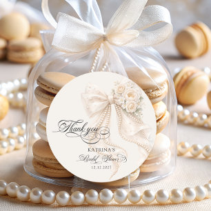 Elegant Bow Bridal Shower Classic Round Sticker