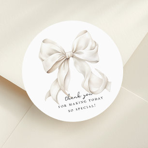 Elegant Bow Bridal Shower Gift Classic Round Sticker