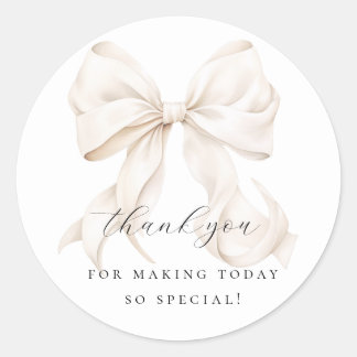 Elegant Bow Bridal Shower Gift Classic Round Sticker