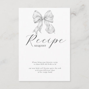 Elegant Bow Bridal Shower Recipe  Enclosure Card