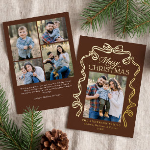 Elegant Bow Brown Merry Christmas 5 Photo