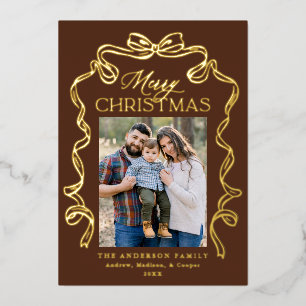 Elegant Bow Brown Merry Christmas 5 Photo